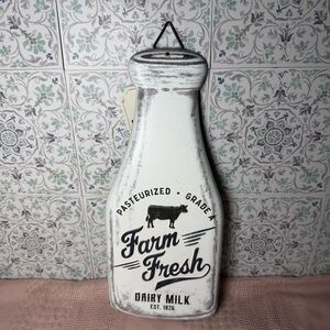 Farm Fresh Dairy Milk Wall Decor - White and Black